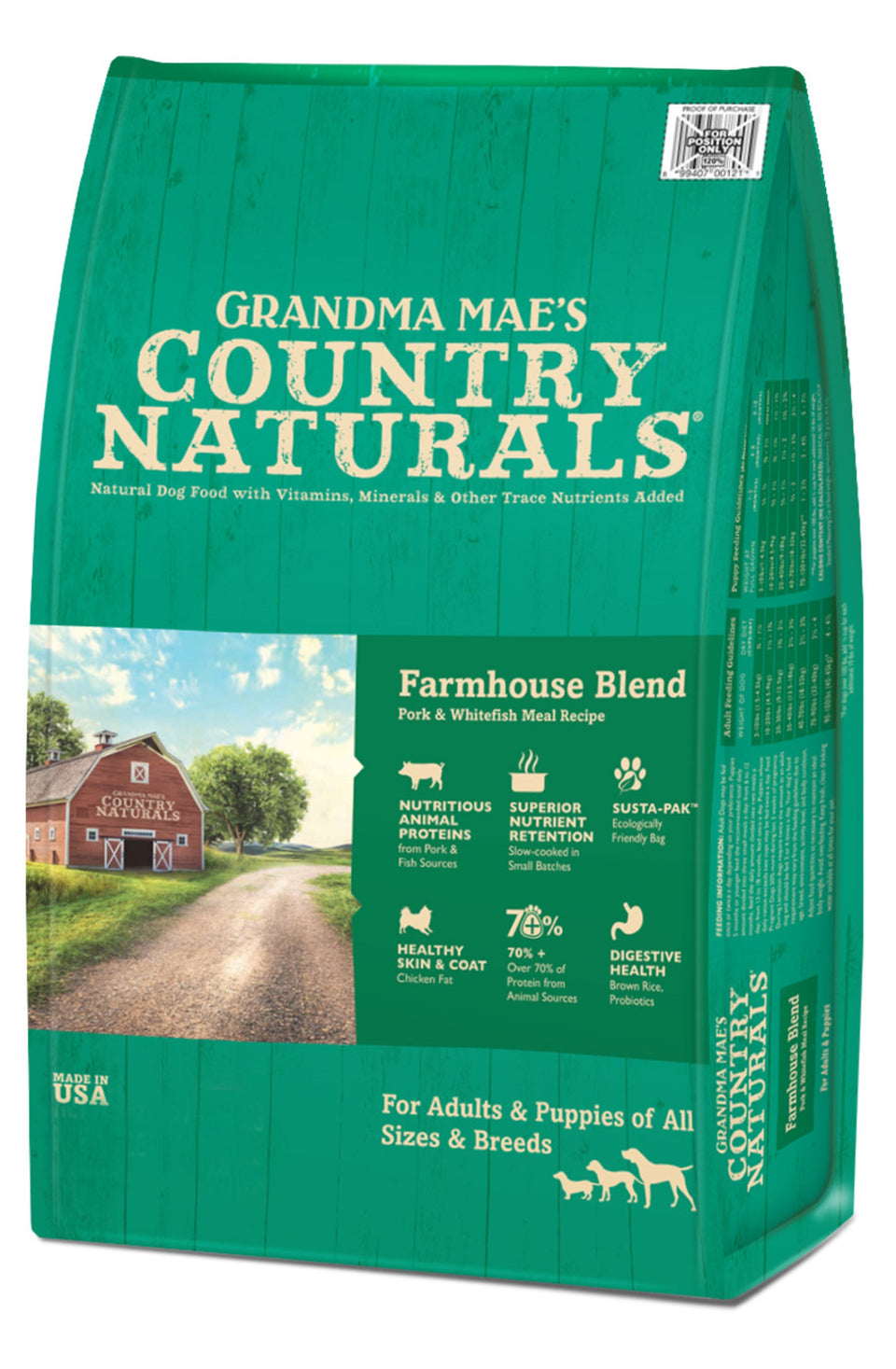 Grandma Mae's Country Naturals Farmhouse Blend Dry Dog Food Pork & Whitefish, 4 lb