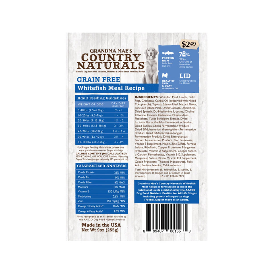 Grandma Mae's Country Naturals Grain-Free Dry Dog Food Fish, 14 oz each, Case of 18
