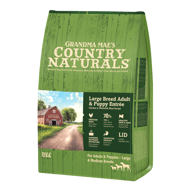 Grandma Mae's Country Naturals Large Breed Adult & Puppy Entrée Dry Dog Food Chicken & Rice 14lb - Pets Perfect
