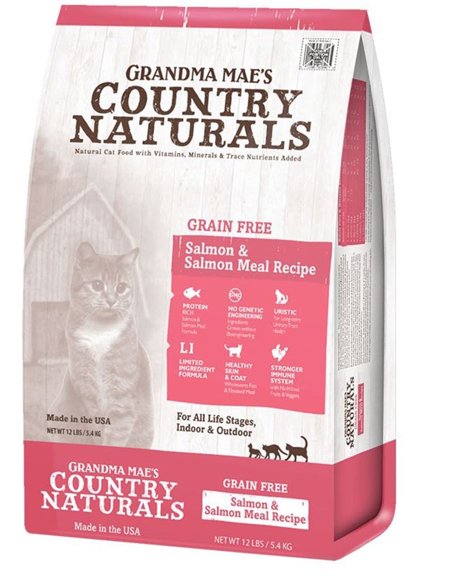 Grandma Mae's Country Naturals Grain Free Dry Cat Food Salmon 12lb - Pets Perfect