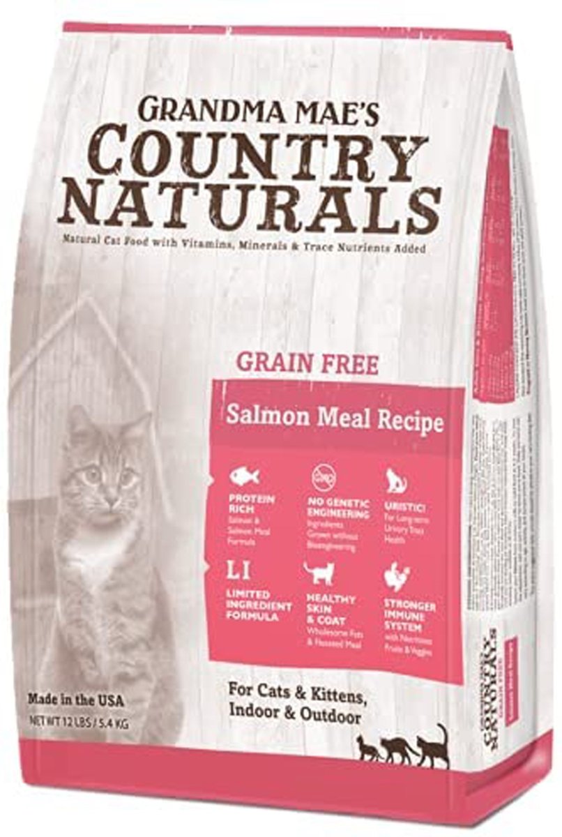 Grandma Mae's Country Naturals Grain Free Dry Cat Food Salmon 18ea/9 oz - Pets Perfect