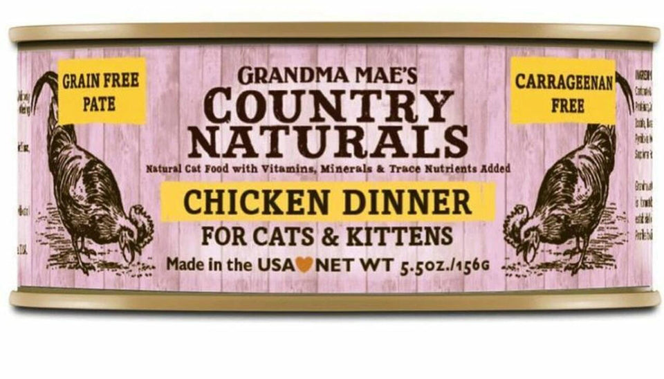 Grandma Mae's Country Naturals Grain-Free Wet Cat Food Chicken, 5.5 oz each, Case of 24