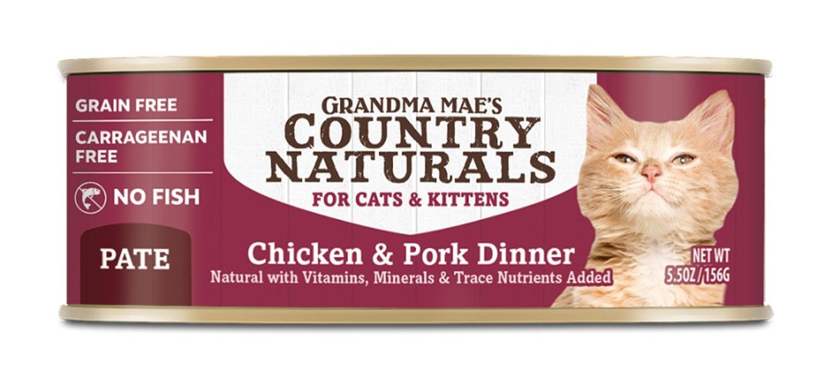 Grandma Mae's Country Naturals Grain Free Wet Cat Food Pork & Chicken 5.5oz 24pk - Pets Perfect