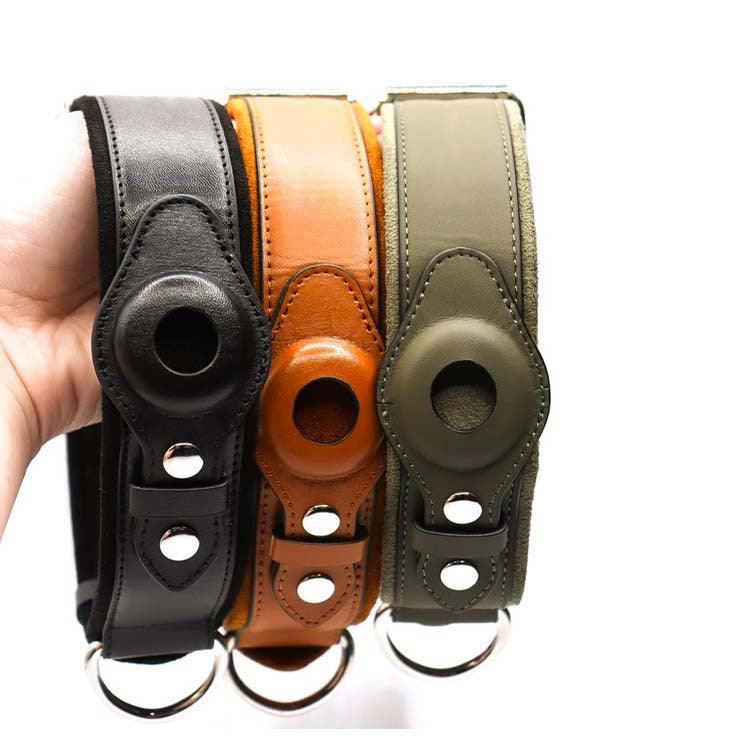 Premium Leather Dog Collar with Location Tracking - AirTag Compatible Collar for Safety - Pets Perfect