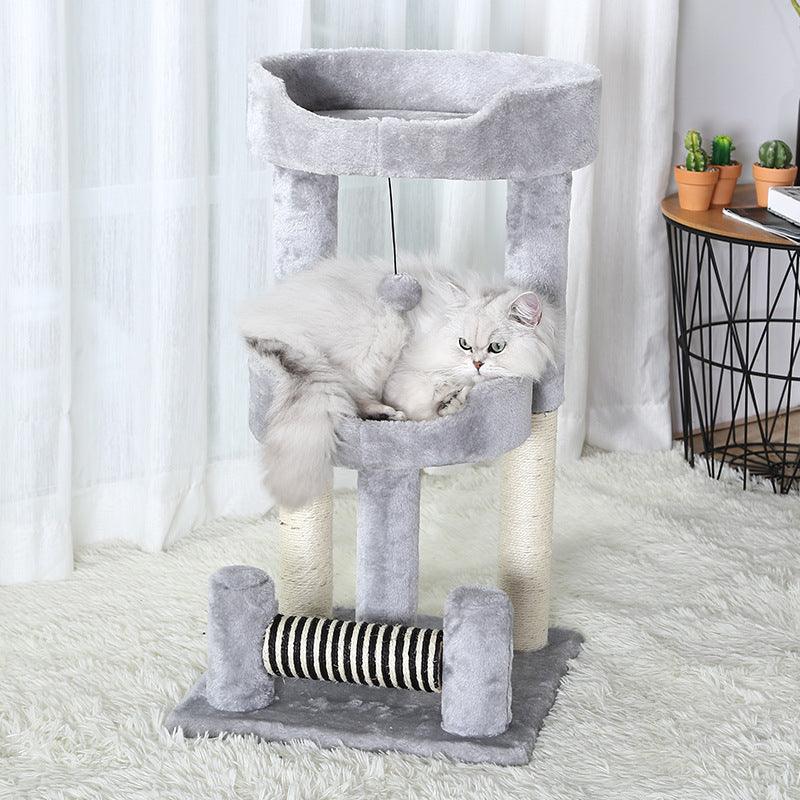 Paw Print Cat Climbing Frame - 2 - Tier Sisal Scratching Tower with Toy - Pets Perfect