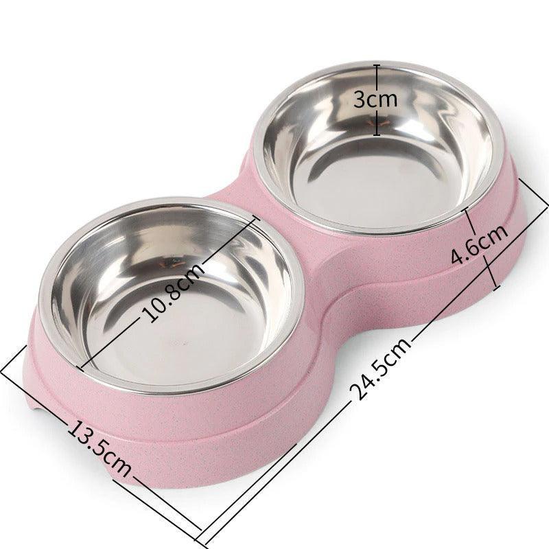 Stylish Stainless Steel Double Pet Feeder - Premium Food And Water Bowls For Cats, Dogs, And Puppies - Pets Perfect