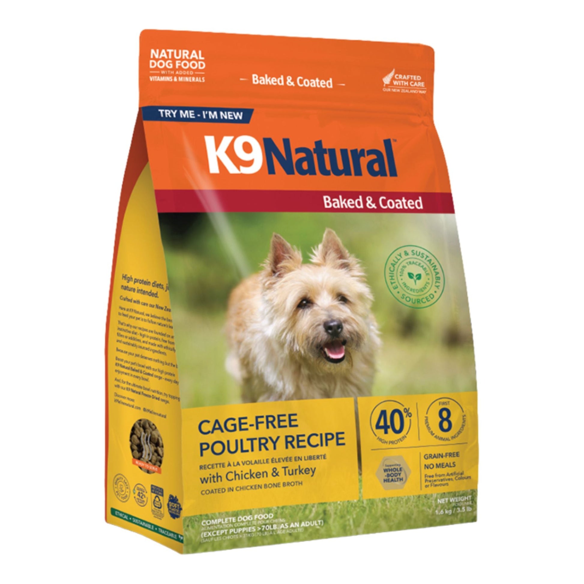 K9 Natural Dog Baked & Coated Cage Free Poultry Recipe, 3.5 lb