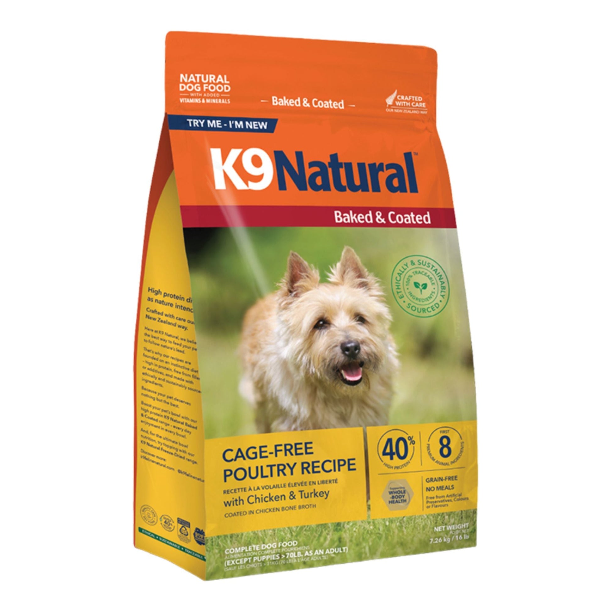 K9 Natural Dog Baked & Coated Cage Free Poultry Recipe, 16 lb