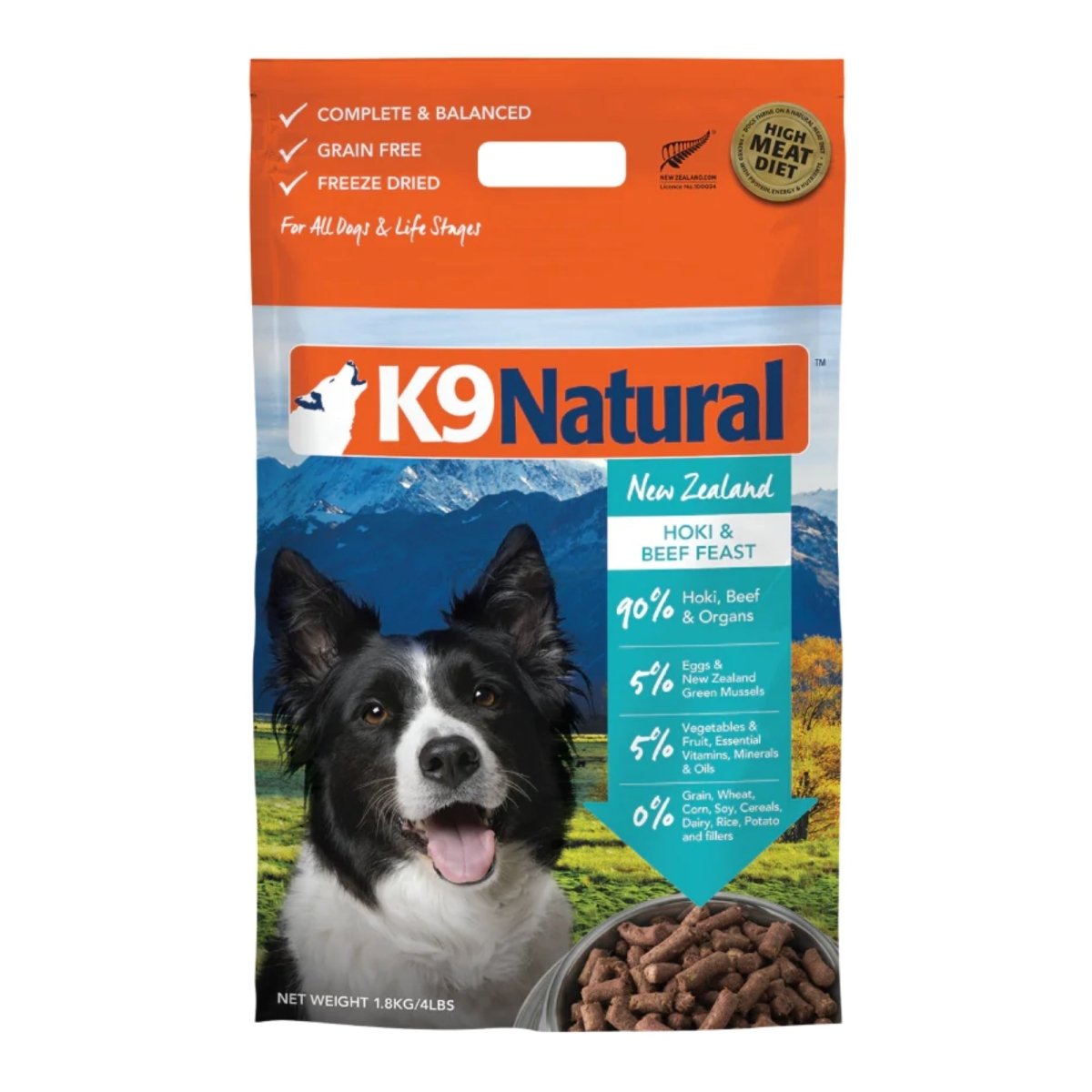 K9 Natural Dog Freeze - Dried Hoki & Beef 4Lb - Pets Perfect