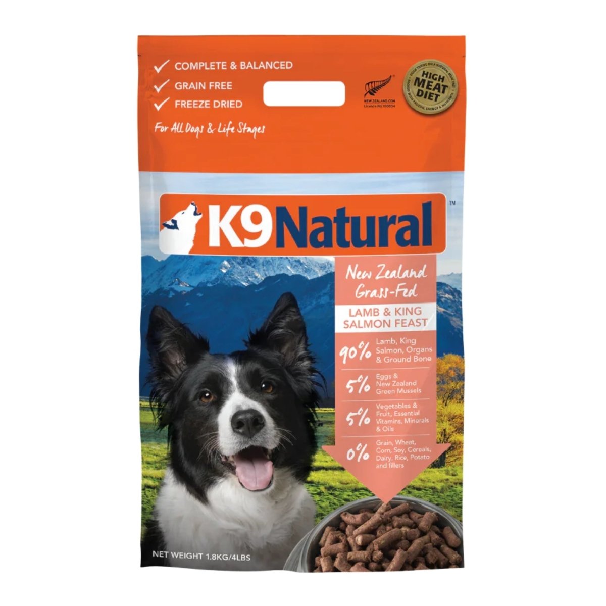 K9 Natural Dog Freeze - Dried Lamb & Salmon 4Lb - Pets Perfect