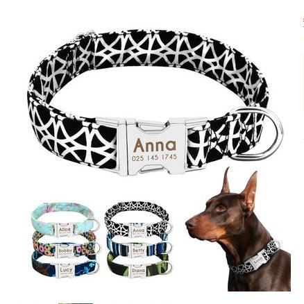Personalized Engraved Dog Collar - Custom Nylon ID Collar with Name & Contact Details