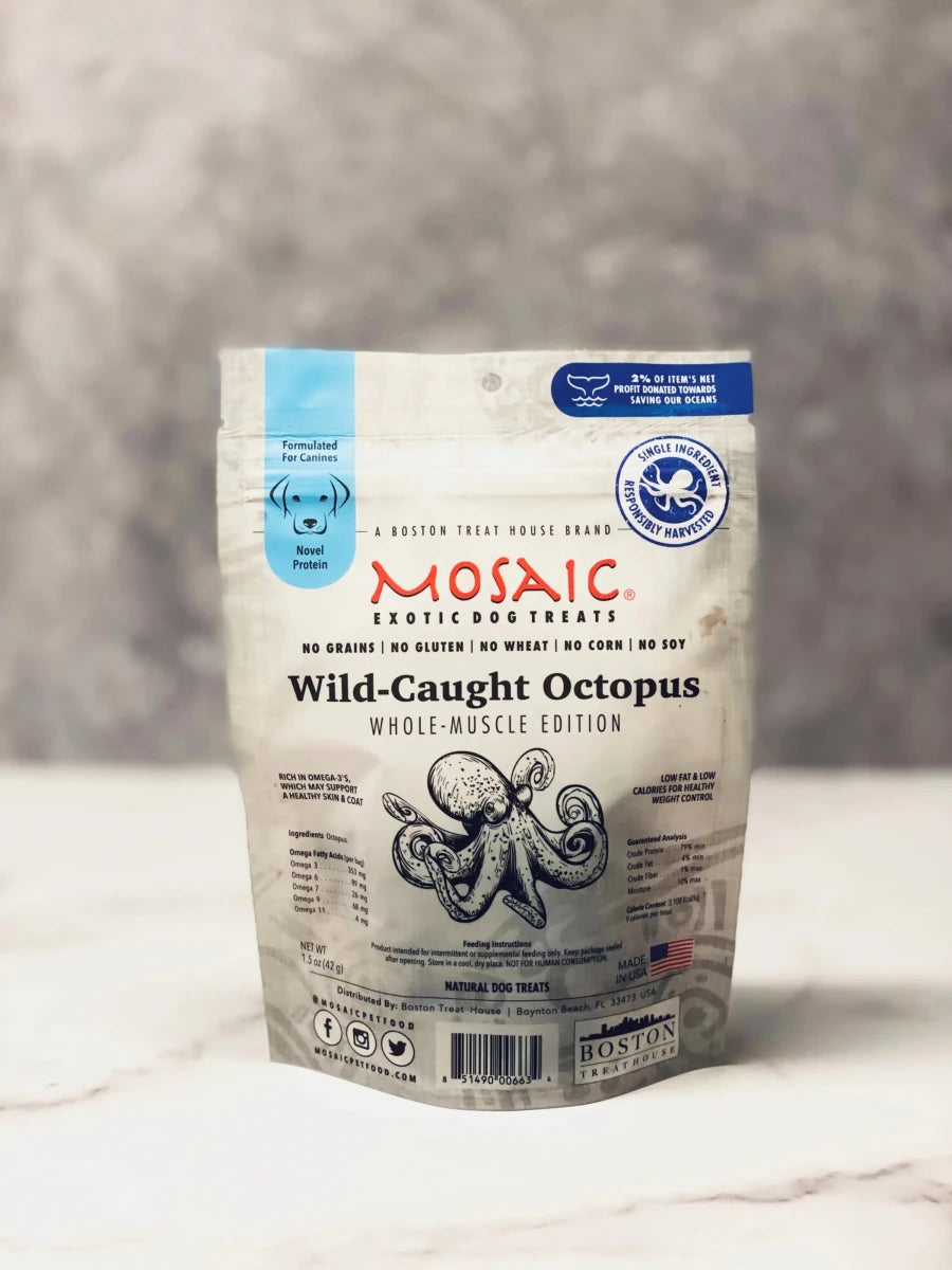 Mosaic Wild-Caught Octopus Whole-Muscle Jerky Dog Treats 1.5 oz - Pets Perfect