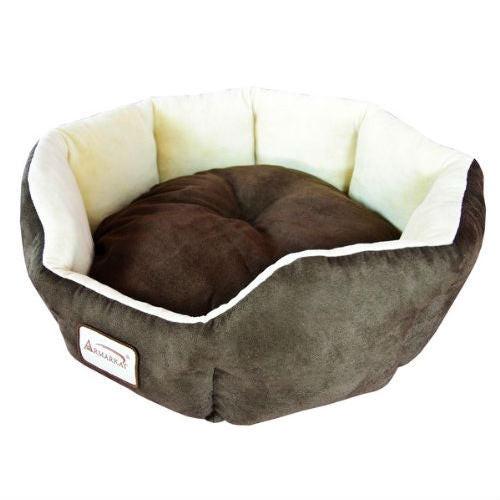 Mocha Beige Round Oval Pet Bed for Small Dogs or Cats, view 2