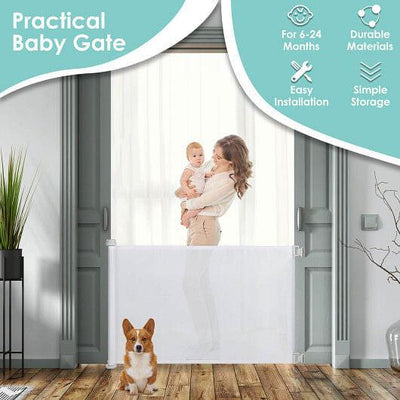 33 in Tall Retractable Mesh Safety Gate for Indoor and Outdoor Use