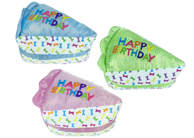 Multipet Birthday Cake Slice (Shiny Blue-Pink Assorted), 6 in