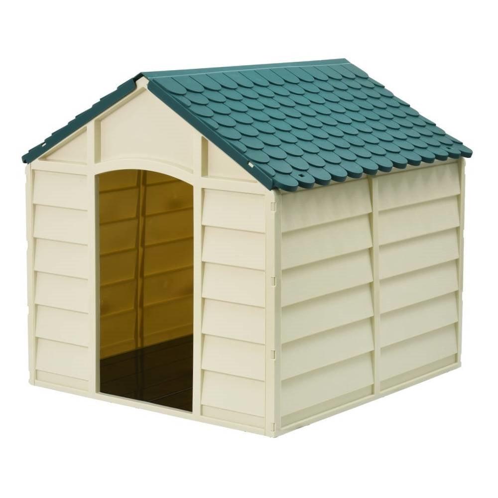 Large Heavy Duty Outdoor Waterproof Dog House in Beige Polypropylene - Pets Perfect