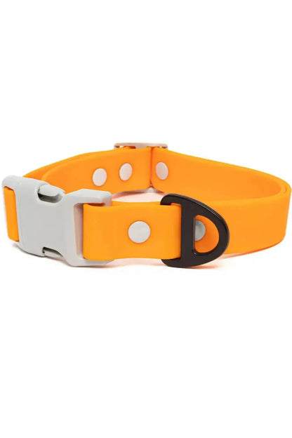 Aria Crimson Glow Waterproof Dog Collar - Bright Orange & Gray Rubber-Coated Collar