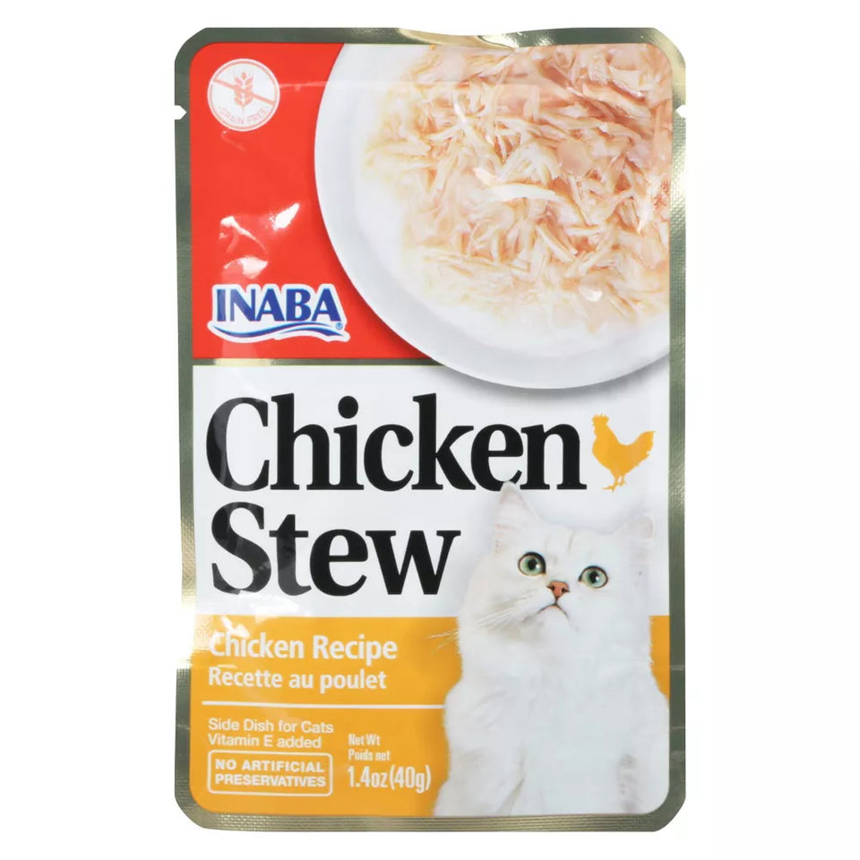 Inaba Chicken Stew Side Dish for Cats - Single-Protein Chicken, 1.76 oz each, Case of 8