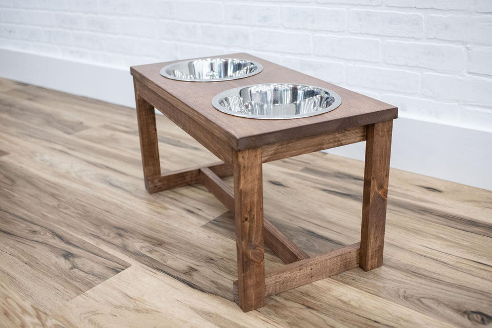 The McGarvey Workshop Elevated Dog Bowl Stand, Medium/Special Walnut, view 2