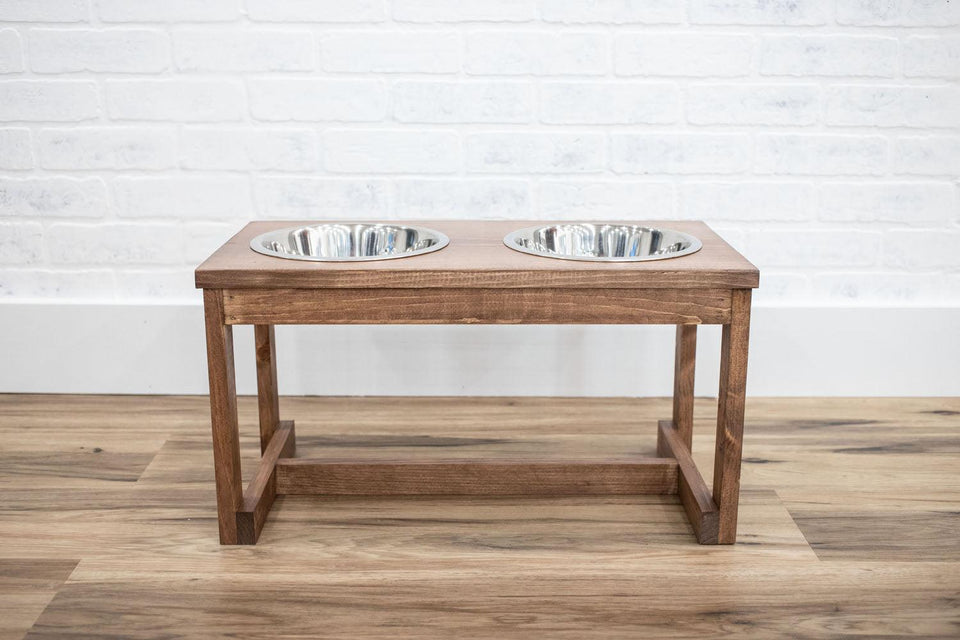 The McGarvey Workshop Elevated Dog Bowl Stand, Medium/Espresso, view 3