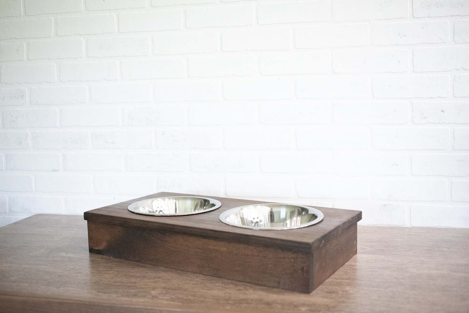 The McGarvey Workshop Handmade Raised Dog Food Stand, Medium/Espresso, view 3