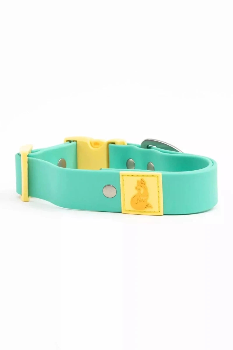 Island Vibes Waterproof Dog Collar, Aqua / Sunshine Yellow/15 - 17, view 3