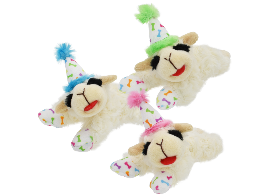 Multipet Lamb Chop w/Birthday Hat Dog Toy 1ea/6inch