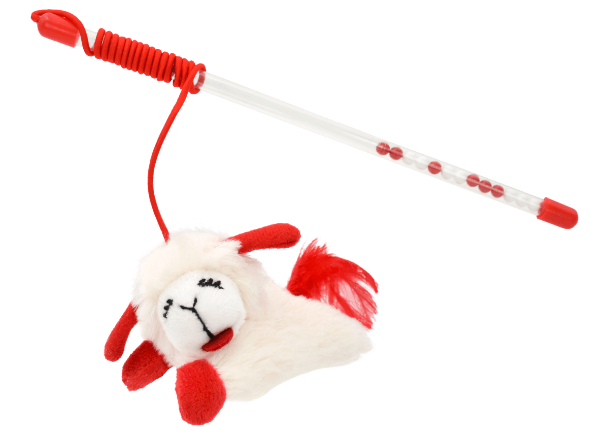 Multipet Lamb Chop® Cat Wand w/ Refillable Catnip 12" - Pets Perfect