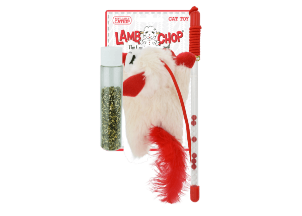 Multipet Lamb Chop® Cat Wand w/ Refillable Catnip 12" - Pets Perfect