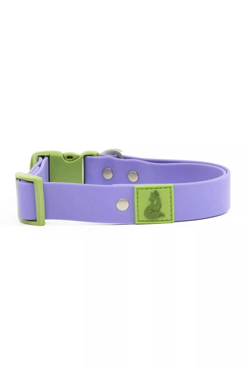 Lavender Garden Waterproof Dog Collar, Lavender / Meadow Green/15 - 17, view 3
