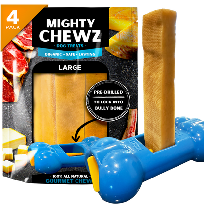 Mighty Chewz – Long - Lasting Yak Cheese Dog Chew with Holder | 4 Count - Pets Perfect