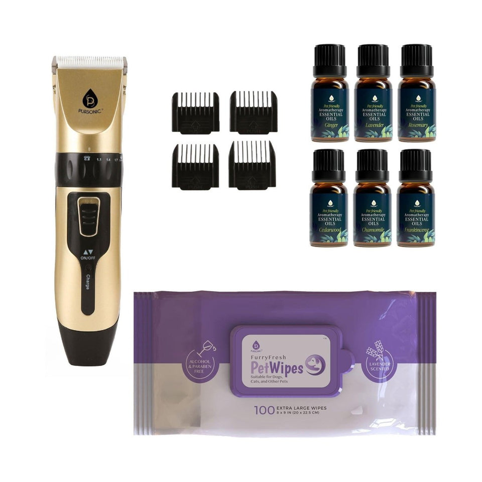 Pursonic Pet Grooming Bundle, Rechargeable Hair Trimmer