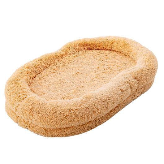 Washable Fluffy Human Dog Bed with Soft Blanket and Plump Pillow - Brown - Pets Perfect