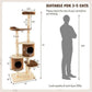 6 - Tier Wooden Cat Tree with 2 Removeable Condos Platforms and Perch - Brown - Pets Perfect