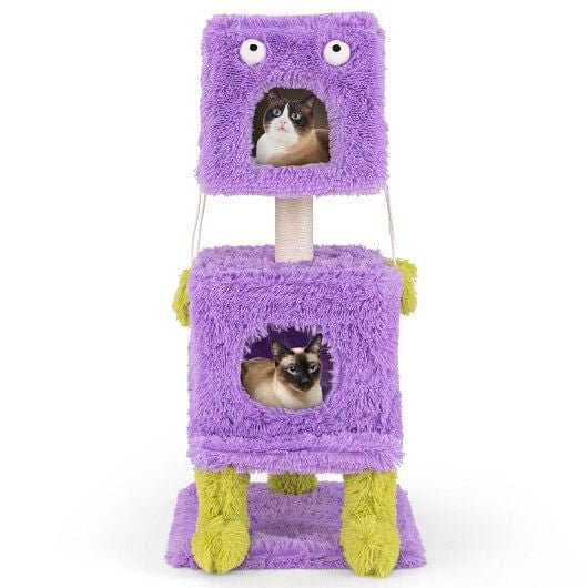 Monster - Themed Cat Tower - 3 - Tier Condo with Sisal Scratching Post & Plush Toys - Pets Perfect