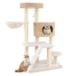 Modern Cat Tree for Indoor Cats with Cattail Fluff Condo and Top Perch - Natural - Pets Perfect