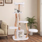 66 Inch Tall Solid Wood Cat Tree Modern Wooden Cat Tower with Perch - White - Pets Perfect
