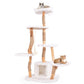 66 Inch Tall Solid Wood Cat Tree Modern Wooden Cat Tower with Perch - White - Pets Perfect