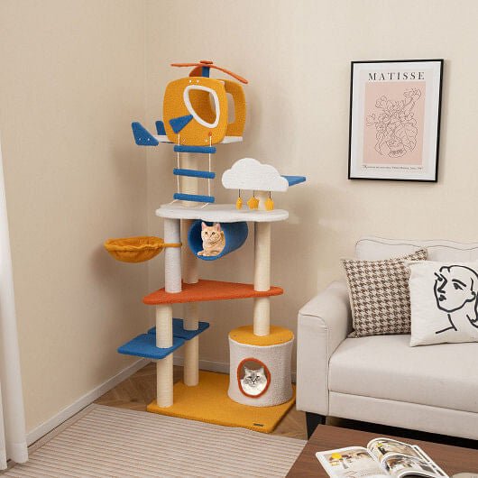 Aviation-Themed Cat Tree - 70" Tall Helicopter Tower with Multi-Level, view 4