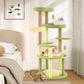 Multi - level Cat Tree Avocado Theme Cat Tower with Wide Perch Rotatable Basket - Green - Pets Perfect