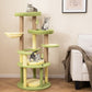 Multi - level Cat Tree Avocado Theme Cat Tower with Wide Perch Rotatable Basket - Green - Pets Perfect