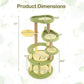 Multi - level Cat Tree Avocado Theme Cat Tower with Wide Perch Rotatable Basket - Green - Pets Perfect