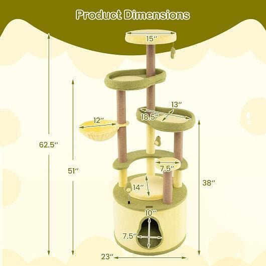Large Avocado Cat Tree Multi - level Cat Tower with Private Condo - Green - Pets Perfect