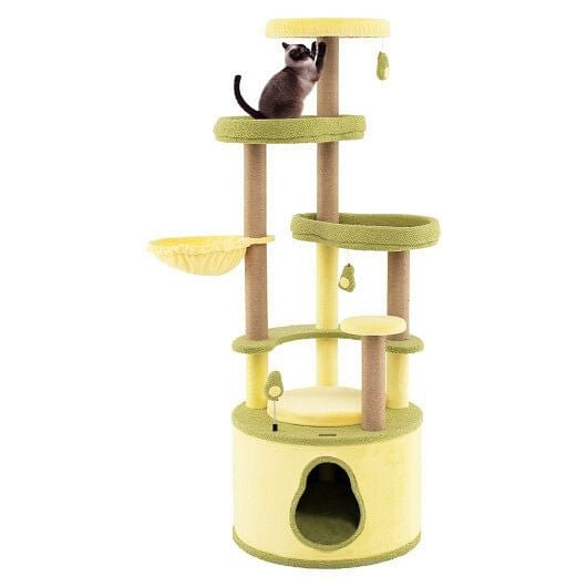 Large Avocado Cat Tree Multi - level Cat Tower with Private Condo - Green - Pets Perfect