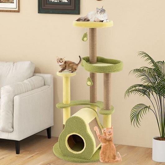 Freestanding Multi - level Avocado Cat Tower with Private Condo - Green - Pets Perfect