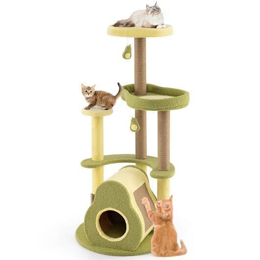 Freestanding Multi - level Avocado Cat Tower with Private Condo - Green - Pets Perfect