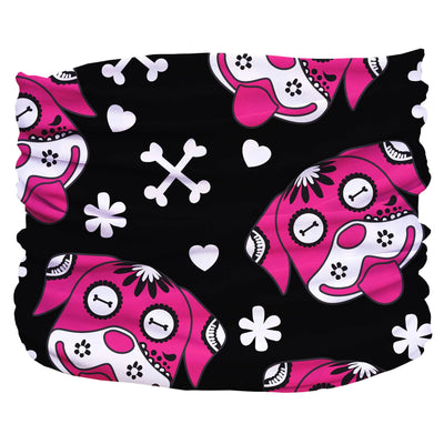 Day of the Dog Pup Scruff - Slip-On Dog Bandana Dog Collar, Black,pink,white/TEENY