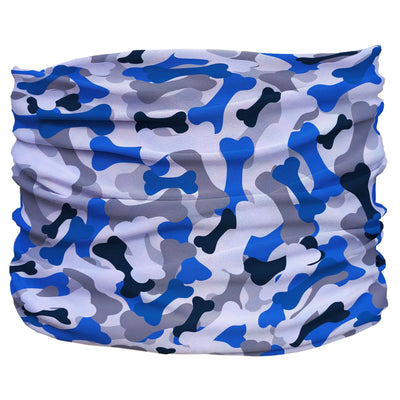 Bone Camo Pup Scruff by Pup Scruffs - Slip-On Dog Neck Scarf, Blue,grey/TEENY