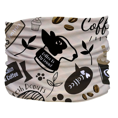 Caffeinated Canine Pup Scruff - Slip-On Dog Neck Scarf, Beige/TEENY