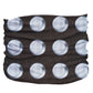 The Stud Pup Scruff black pet neck accessory with large silver button designs for dog supplies from PetsPerfect online store